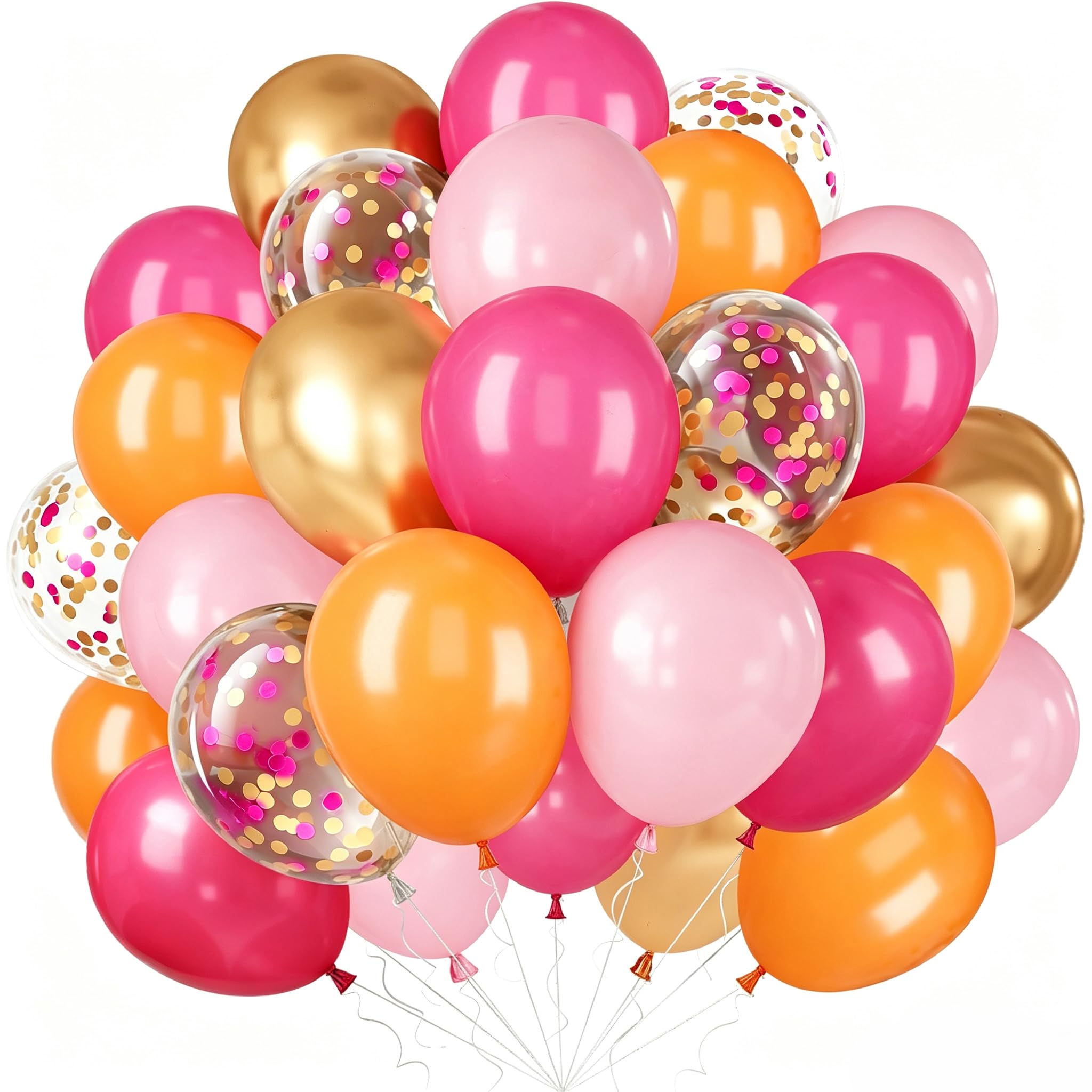 Hot Pink Orange Balloons, 60PCS Summer Balloon, Pink Orange Helium Balloons