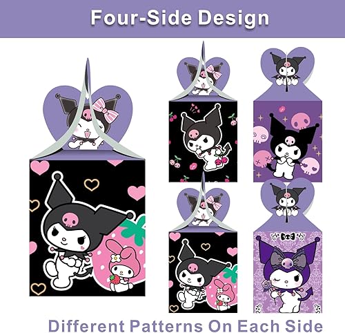 Miniatura 3 de ARHAVI 12 cajas de regalo de fiesta Kuromi, My Melody y Kuromi suministros de fiesta de cumpleaños para decoraciones de fiesta Kawaii