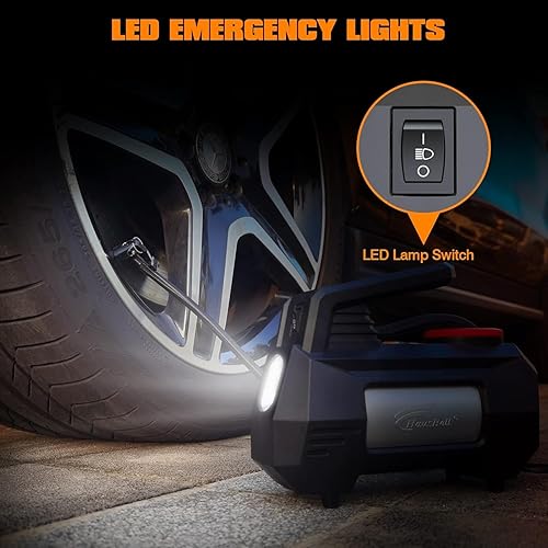 Miniatura 6 de HAUSBELL Inflador de neumáticos de 150 PSI compresor de aire portátil para neumáticos de automóvil, bomba de aire para automóvil, bomba de