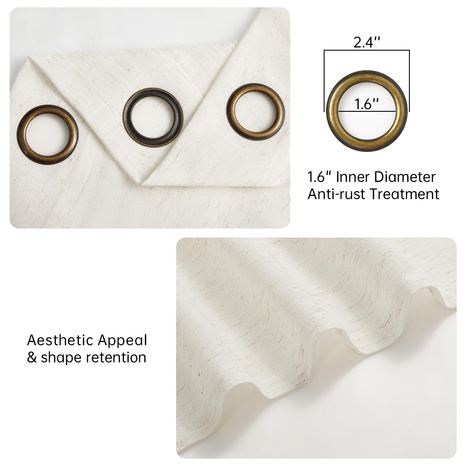 Topfinel Tende Per Interni Camera da Letto Salotto Moderne Beige Lino e Cotone Naturale con Anelli Oscuranti Tenda Salotto Porta Finestra Bagno Cameretta Bambina Tendine per Finestre 140 x 225 cm, 2pz