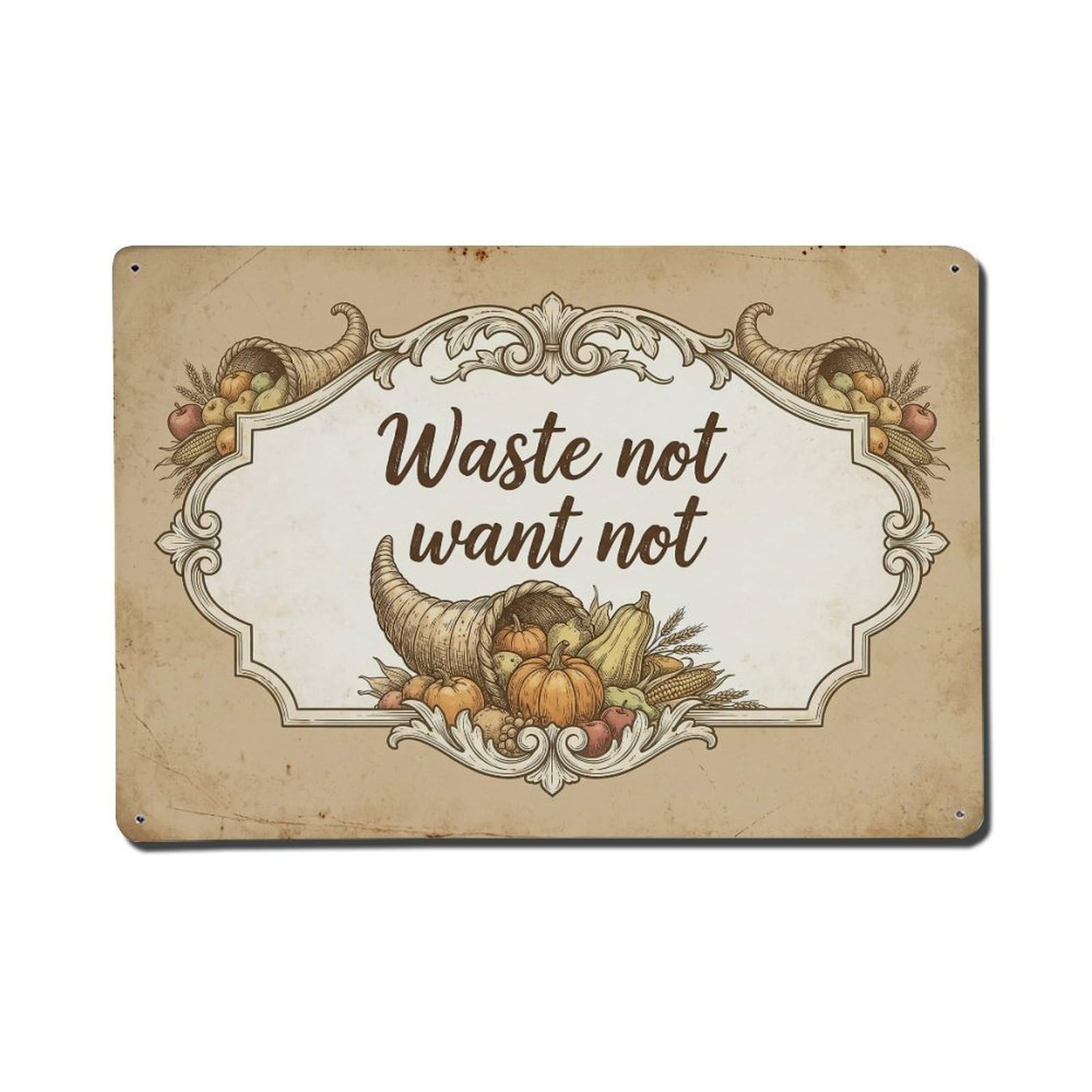 Olhnbad Style Waste Not Want Not Water Conservation Quote Metal Tin Sign