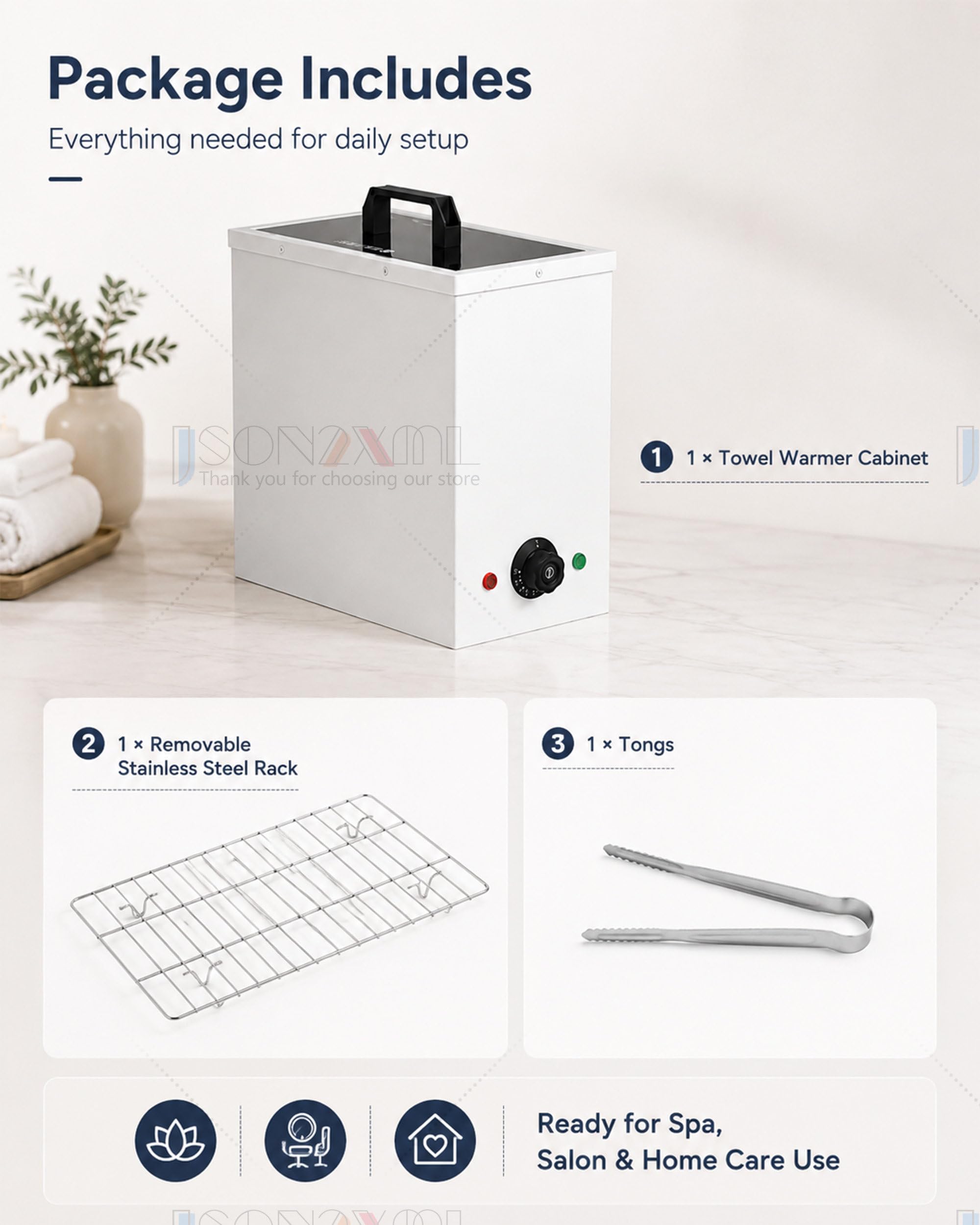 Calentador de Toallas SPA 30-110°C con Estante Inoxidable para Salón White-20L