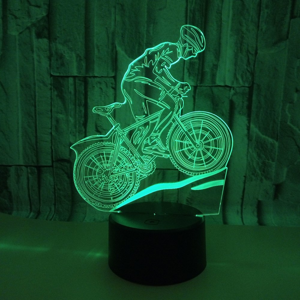 HPBN8 3D Bicycle Night Light Illusion Lamp 7 Color Change LED Touch USB Table Gift Kids Toys Decor Decorations Christmas Valentines Gift