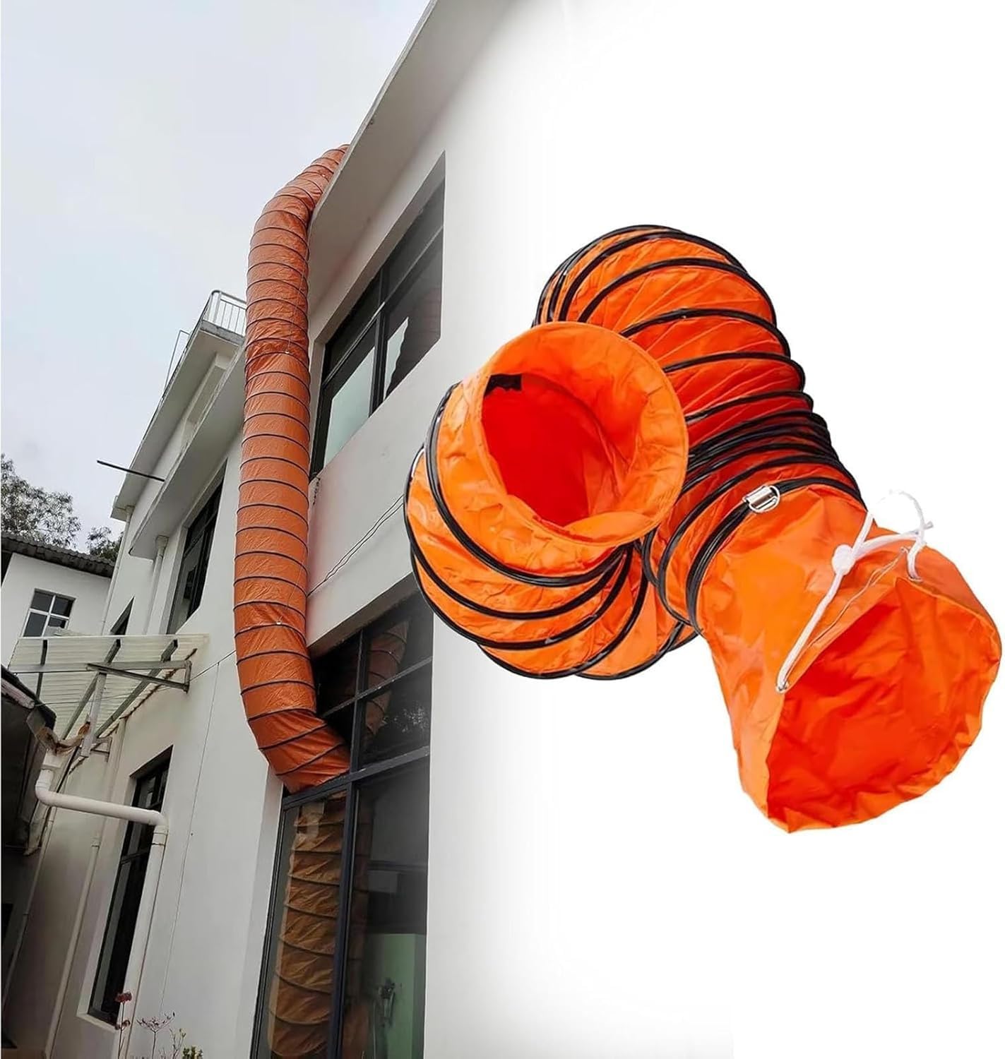 Tuyau de ventilation en nylon PVC flexible avec support en acier et crochet en S de 6 à 12 pouces