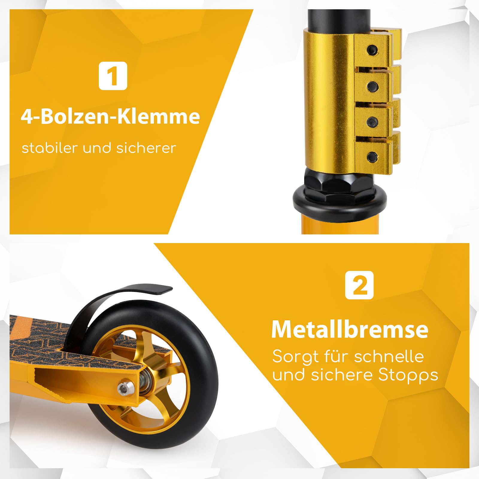 COSTWAY Hulajnoga wyczynowa z kierownicą 360, z kołami PU 110 mm, łożyskiem kulkowym ABEC-7 i aluminiowym pokładem, obciążenie 100 kg, dla dzieci od 10 lat