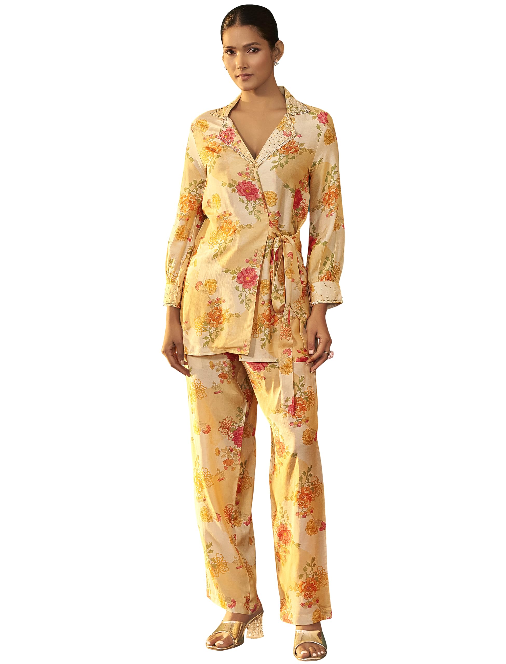 pinkmint Pure Crepe All-Over Printed Co-Ord Set for Women || Matching Top & Bottom Set-picture-13