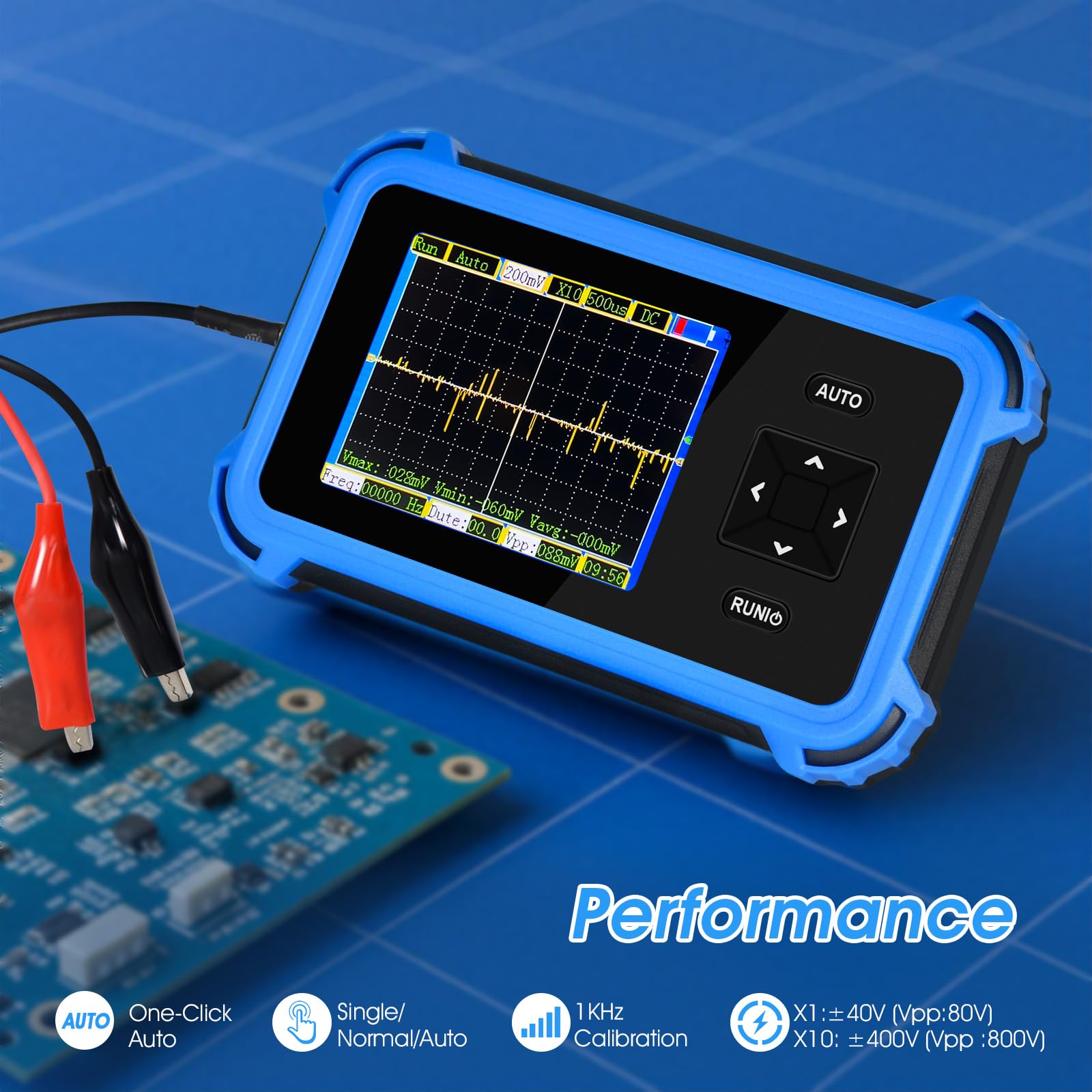 Handheld Oszilloskop für Einsteiger | AIOMEST Tragbares Mini Oszilloskop mit 1MHz Bandbreite & 8,33MS/s Abtastrate | ±400V Messbereich (800Vpp X10) | Für Kfz-Diagnose Elektronikbastler Schülerlabor