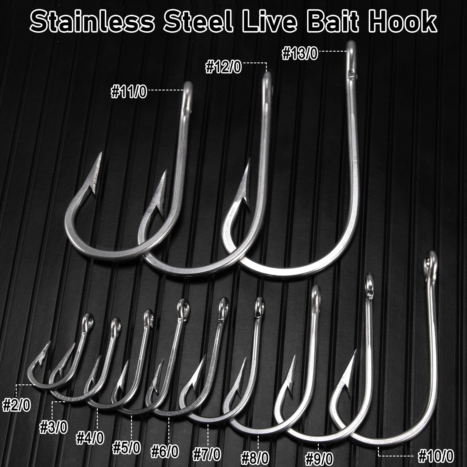 Dr.Fish Confezione da 20 ami da pesca per tonno in acqua salata Big Game Shark Tarpon Ganci Live Bait Circle Hook in acciaio inossidabile forgiato 7691S Amo da pesca gigante non offset