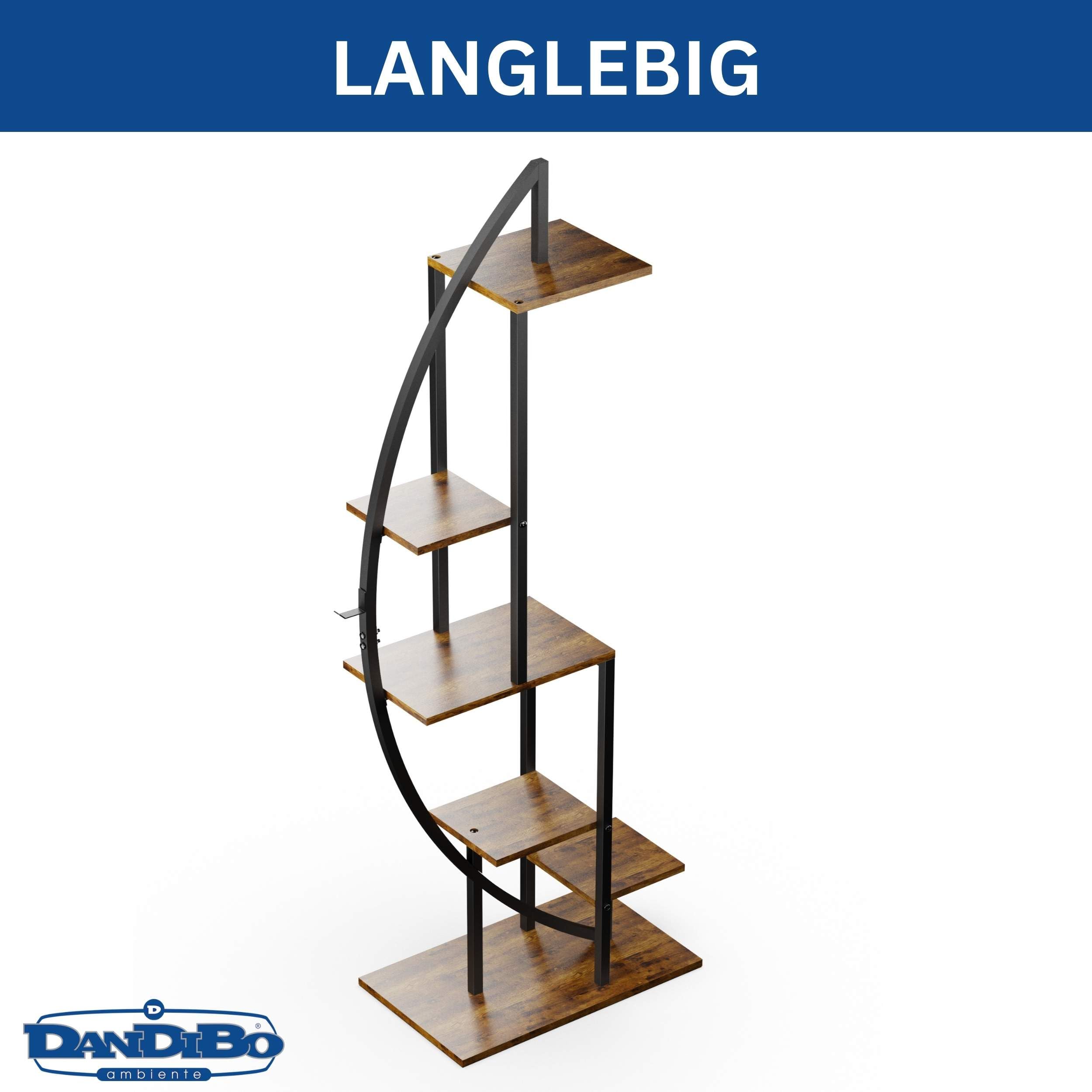 DanDiBo Pflanzenregal indoor 160 cm Hoch Blumenregal Metall Schwarz Halbrund 96645 Blumentreppe Groß Rund Pflanzenständer Modern Design
