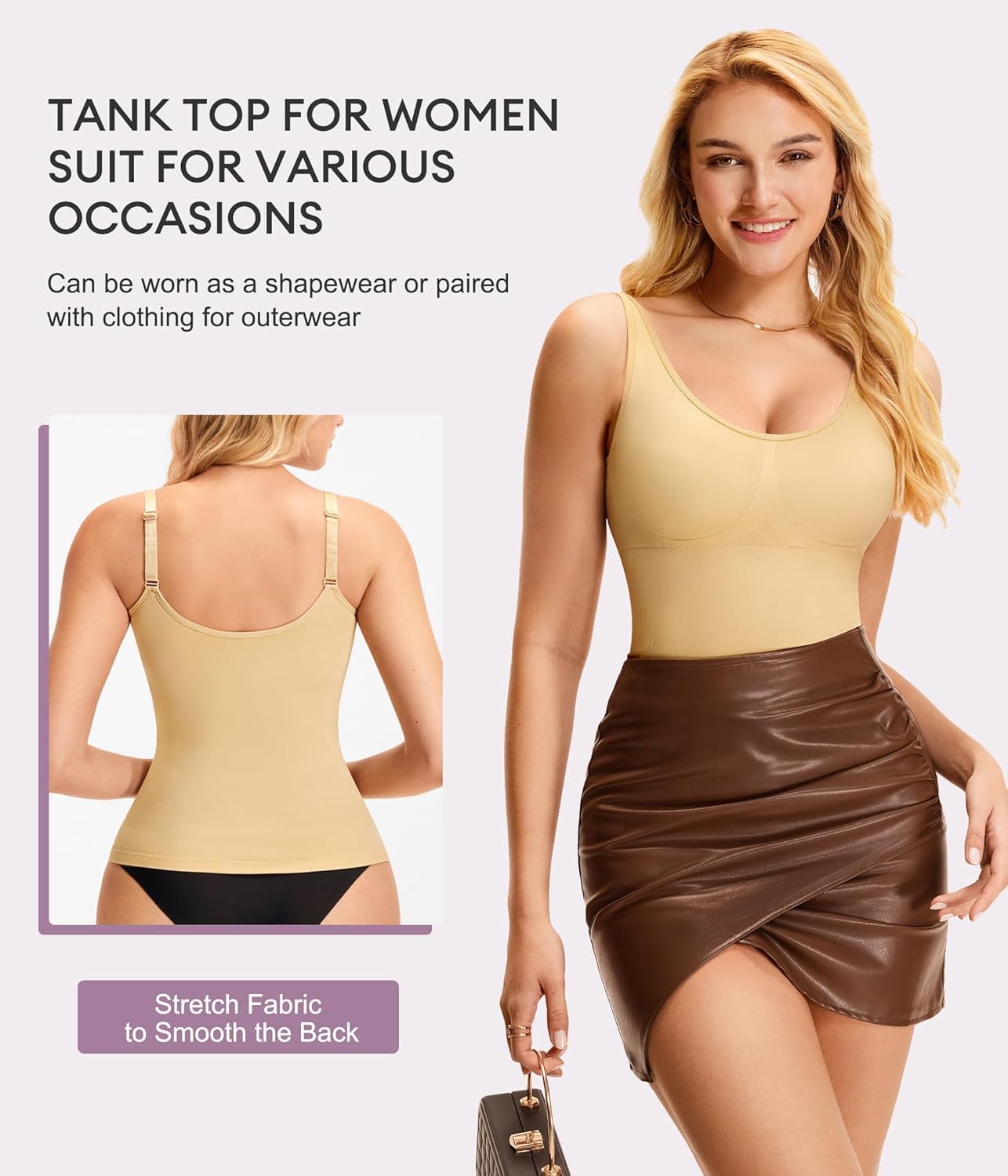 YERKOAD Compression Tanks for Women Shapewear Tank Tops Tummy Control Tank Top Scoop Neck Camisole Tops - Image 3