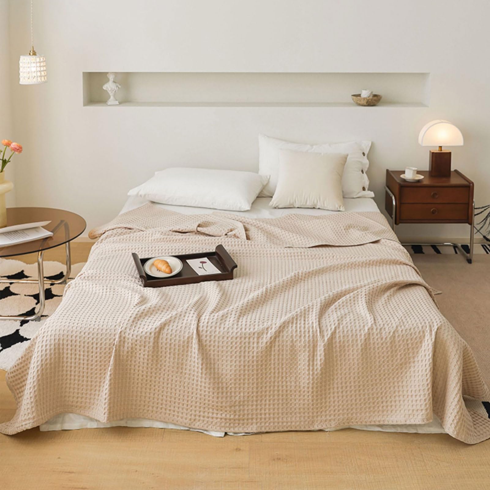 SUNMME Cotton Waffle Blanket,Lightweight Throw Blanket,Soft Sofa Throw Couch Cover Decorative Blanket,Suitable For All Seasons,for Bed,Sofa,Chair And Couch