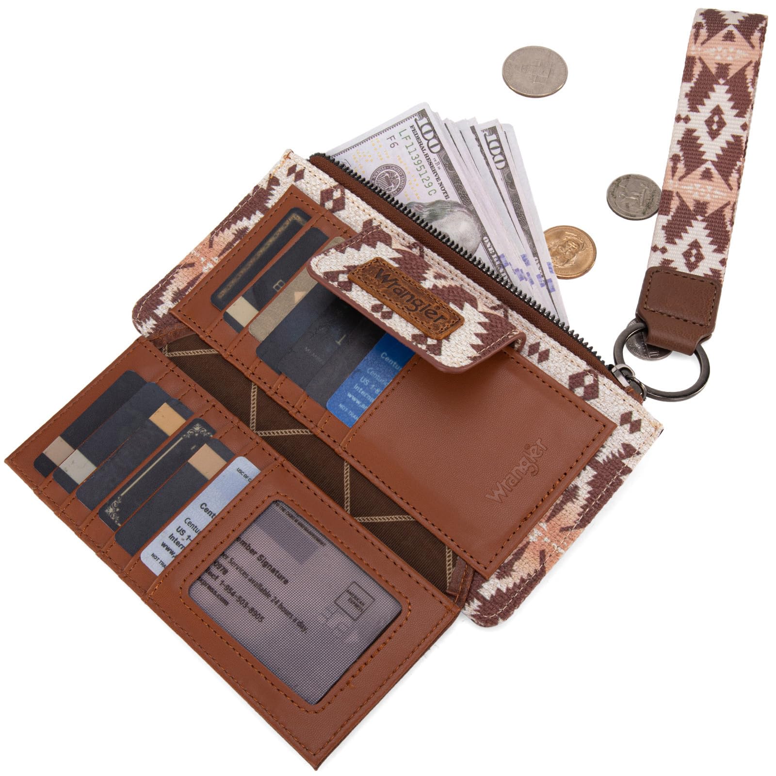 Wrangler Geldbörse für Damen, Azteken-Clutch, Handgelenk-Geldbörse mit Boho-Kreditkartenhalter