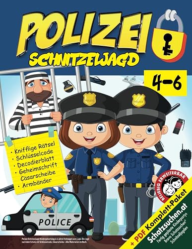 Polizei Schnitzeljagd Kindergeburtstag 4-6 Jahre: Schnappt eure Lupe: Die Jagd nach dem Schatz mit Schlüsselcode, Cäsarscheibe - Alle Materialien im Buch. (Bravo Schatzsuche)