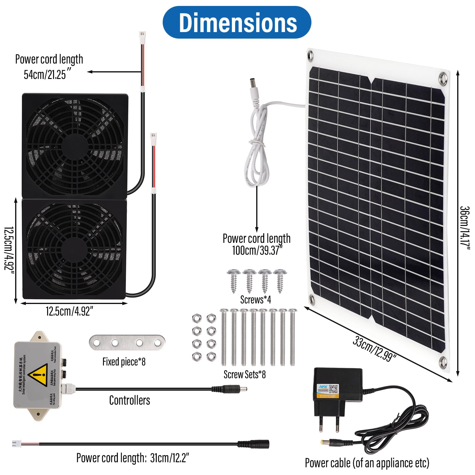 Kit Ventilatore Solare Con Pannello Solare Da 15 W, Impermeabile A Energia Solare, Doppio Ventilatore, Ventilatori Di Raffreddamento Vengono Utilizzati In Pollaio, Serre E Gabbie Per Animali