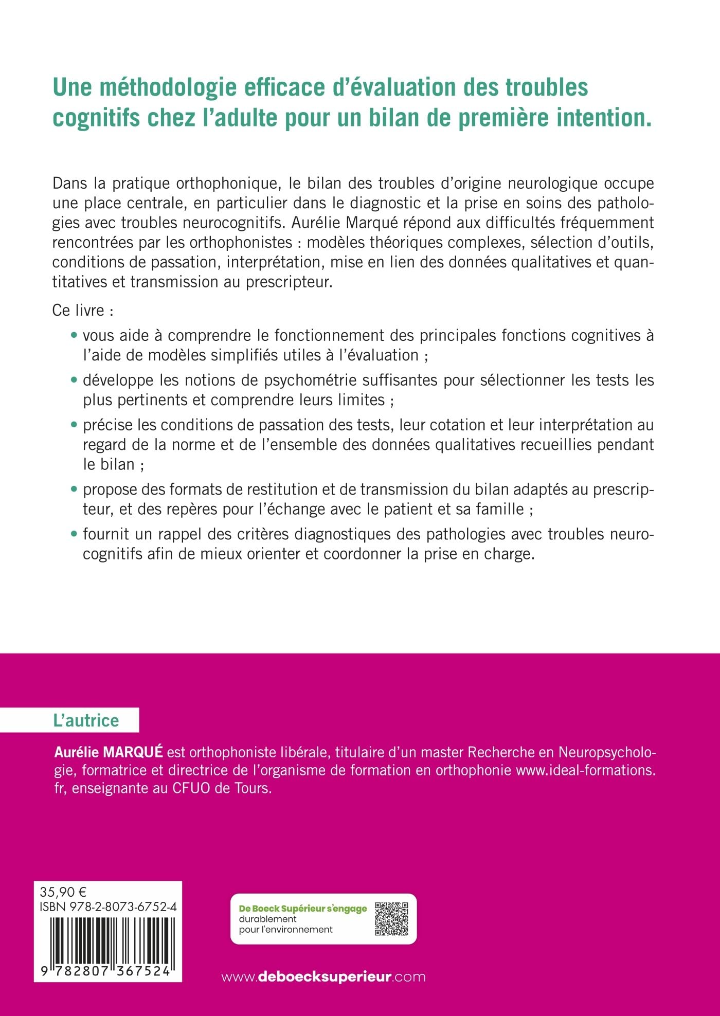 Evaluation des fonctions cognitives chez l’adulte: Les fondamentaux du bilan en orthophonie