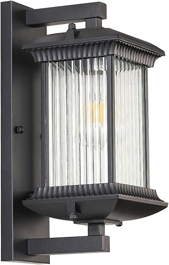 Outdoor Wall Lights, Square Waterproof Outside Light Fixtures Wall Mount for House Porch Yard Doorway Garage Patio, Black Aluminum Outdoor Sconce Wall Lighting, Exterior Wall Lantern