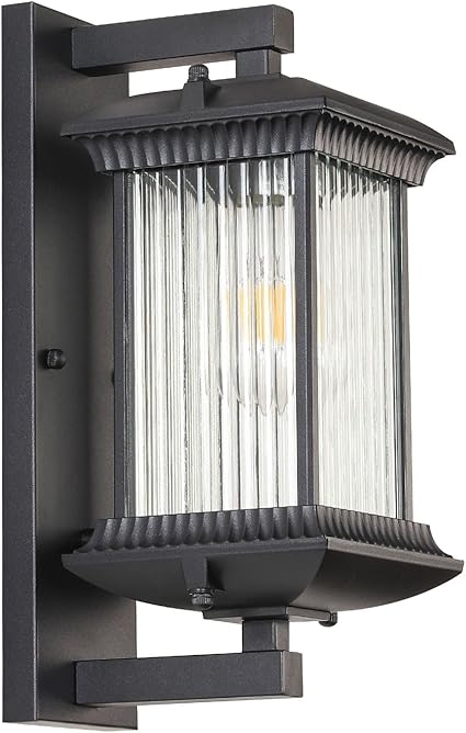 Outdoor Wall Lights, Square Waterproof Outside Light Fixtures Wall Mount for House Porch Yard Doorway Garage Patio, Black Aluminum Outdoor Sconce Wall Lighting, Exterior Wall Lantern