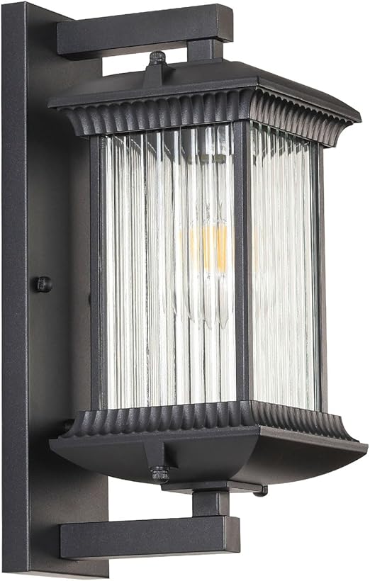 Outdoor Wall Lights, Square Waterproof Outside Light Fixtures Wall Mount for House Porch Yard Doorway Garage Patio, Black Aluminum Outdoor Sconce Wall Lighting, Exterior Wall Lantern