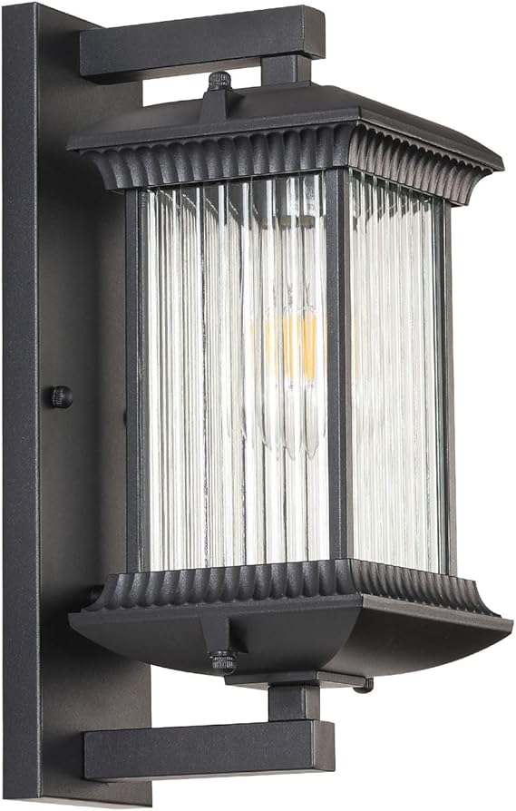 Outdoor Wall Lights, Square Waterproof Outside Light Fixtures Wall Mount for House Porch Yard Doorway Garage Patio, Black Aluminum Outdoor Sconce Wall Lighting, Exterior Wall Lantern