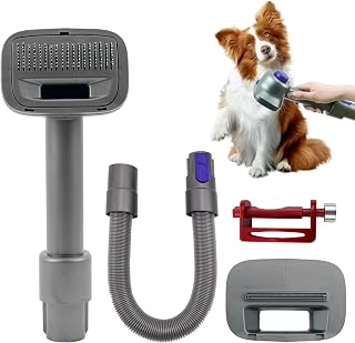 Groom Tool Kit Fit for Dyson Vacuum, Pet Dog or Cat Brush Hair Vacuum Brush for Dyson V7/8/10/11,with Extended Vacuum Hose & Trigger Lock,Additional Replacement Comb