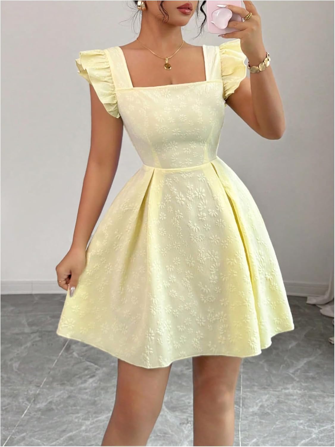 SweatyRocks Women's Elegant Floral Scoop Neck Dress Cap Sleeve A Line Mini Dress Cocktail Party Dress - Image 4