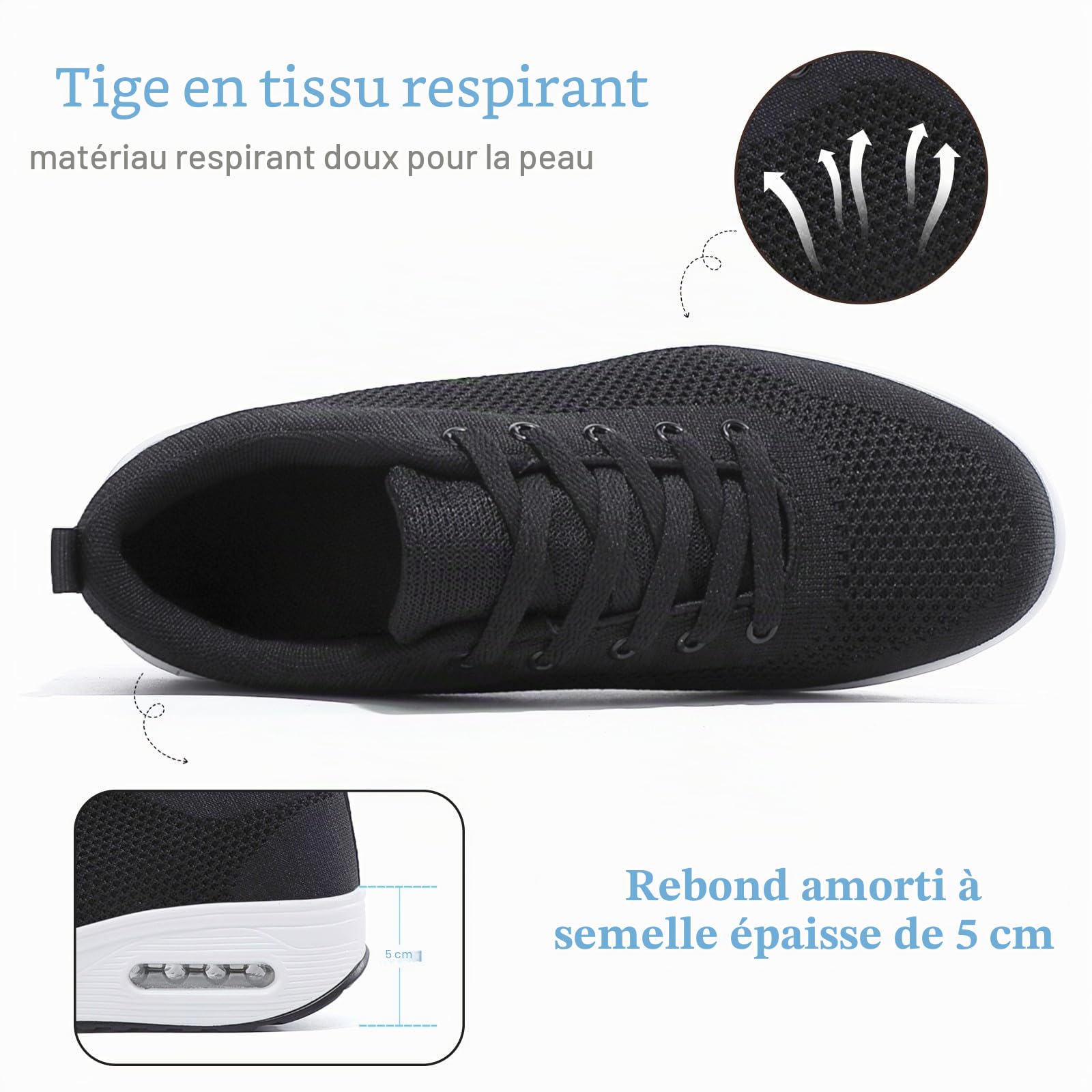 Femme Baskets Chaussures de Course Running Chaussures de Marche Sport Mode Compensées Respirantes Femme Gym Fitness Sneakers Jogging
