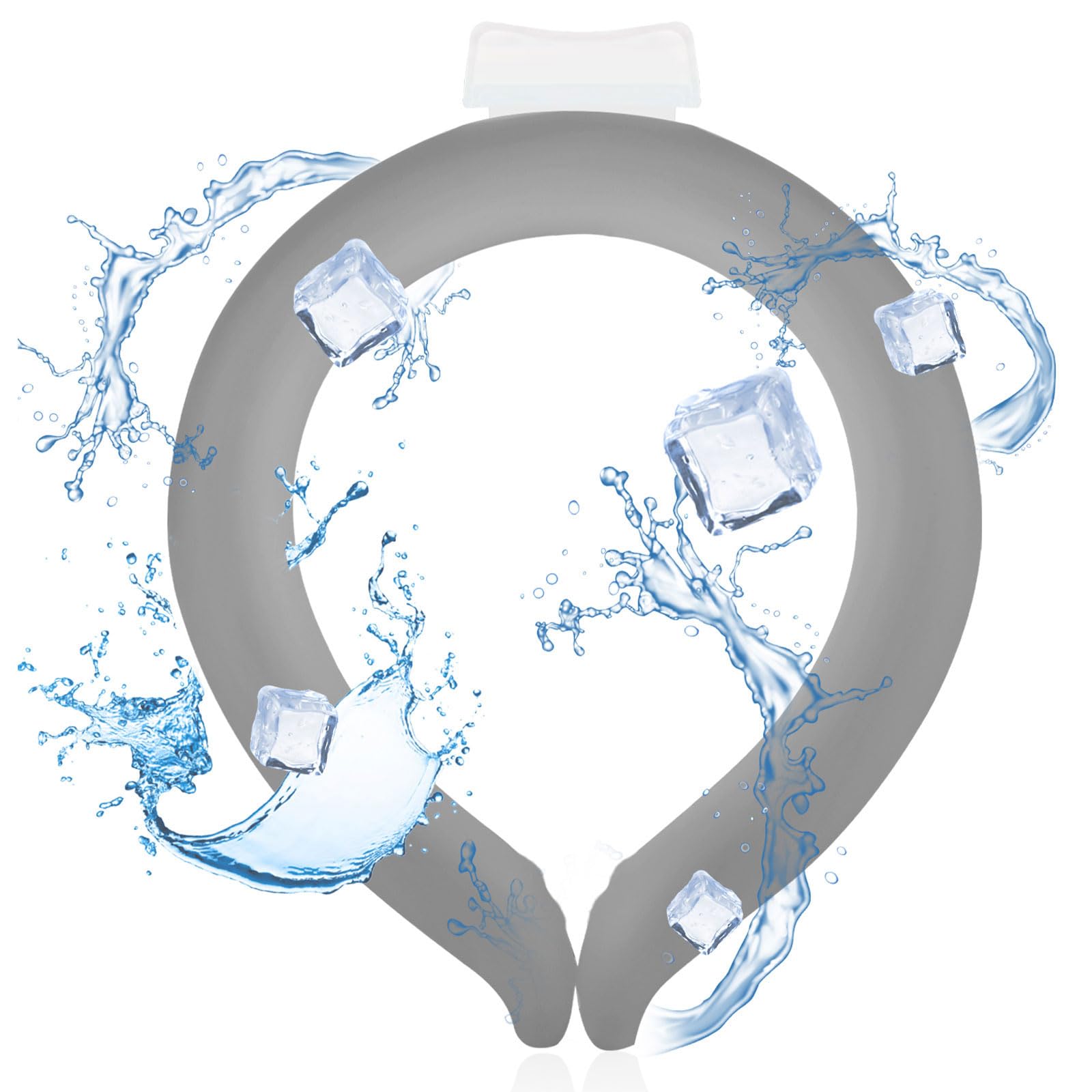 Neck Cooling Tube, Wearable Cooling Ice Ring for Hot Weather, Reusable Neck Wrap for Outdoor Workers and Exercisers. Relieves Hot Flashes in Summer. (Gray)