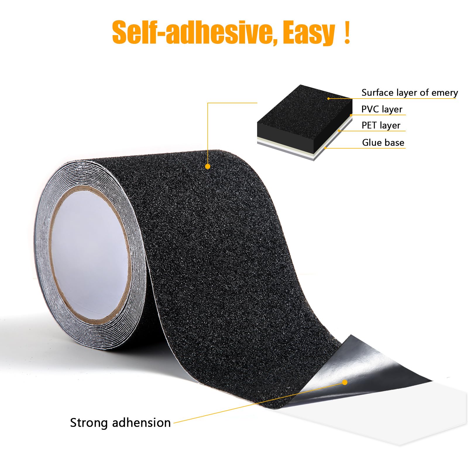 Anti-Rutsch Klebeband Reibungsband Selbstklebend Rutschfestes für Treppen Stufen High Grip