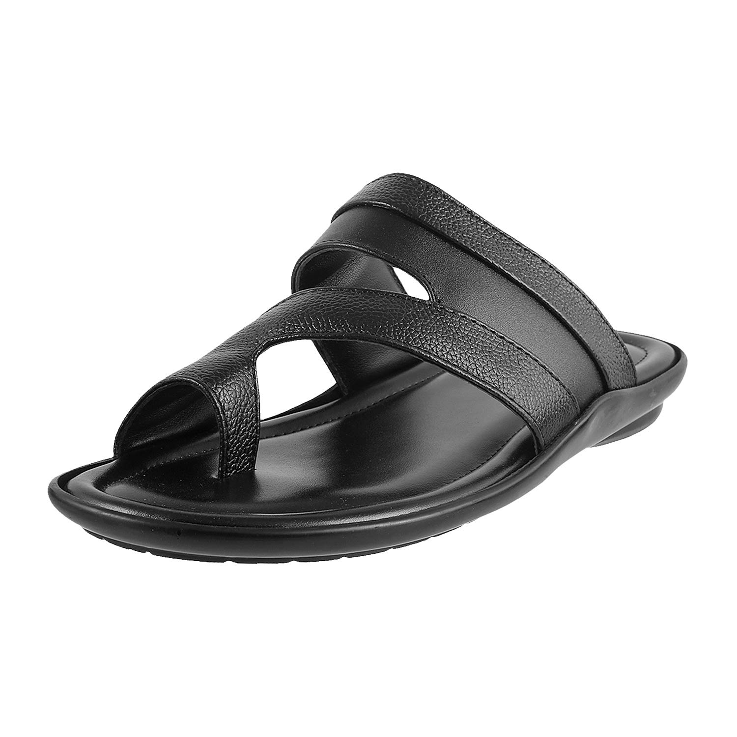 Metro Mens Leather Black Slippers (Size (8 UK (42 EU))