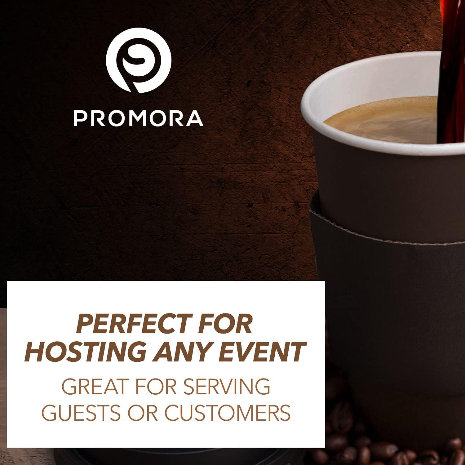 Promora 16 oz Disposable Brown Coffee Cups with Lids & Sleeves, Premium Paper Cups (100 Pack)