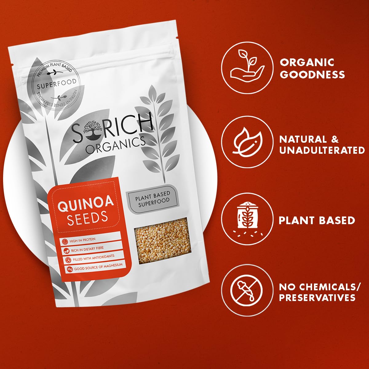 Sorich Organics Quinoa Seeds 500 Gm - Protein & Fiber Rich Superfood | Diet Food | Cereal for Breakfast | Gluten Free | Diet food for Weight Management | Best for Weight Loss 1
