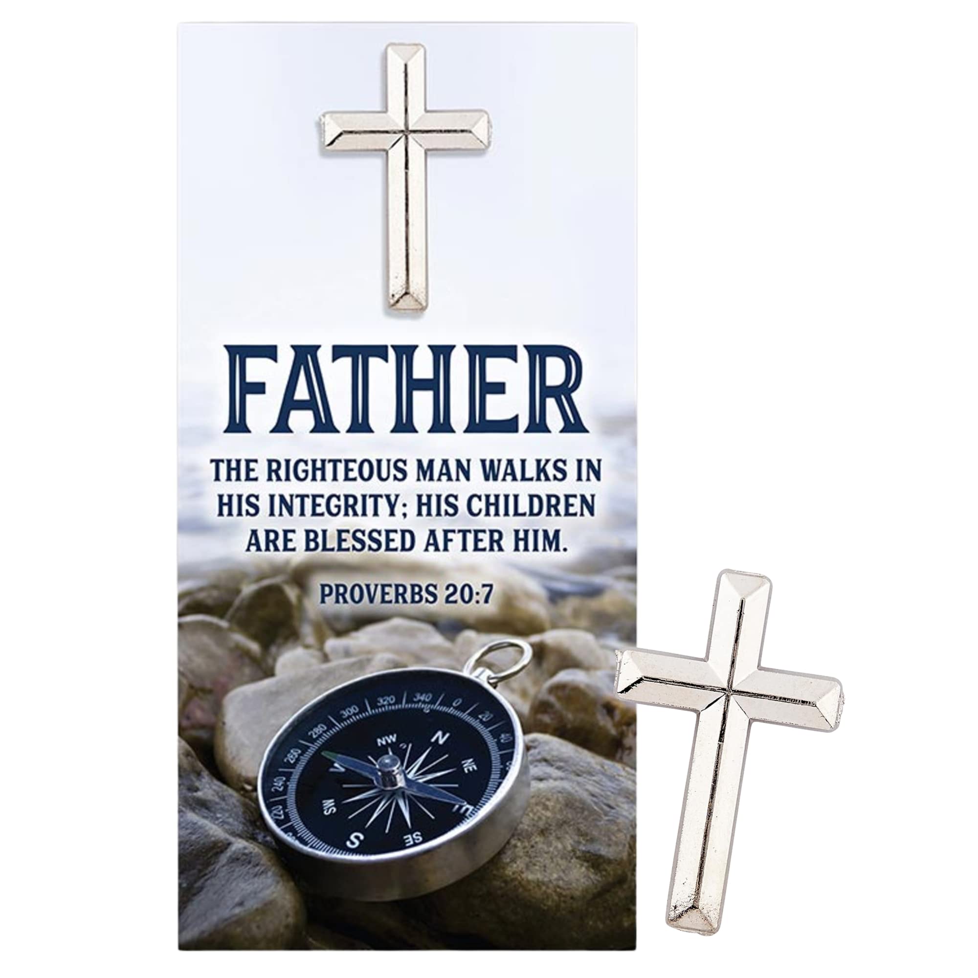 Needzo Cross Lapel Pin with Prayer Card, Religious Father’s Gift, 1 Inch Emblem for Catholic Men, 4 by 2 Inch Devotional