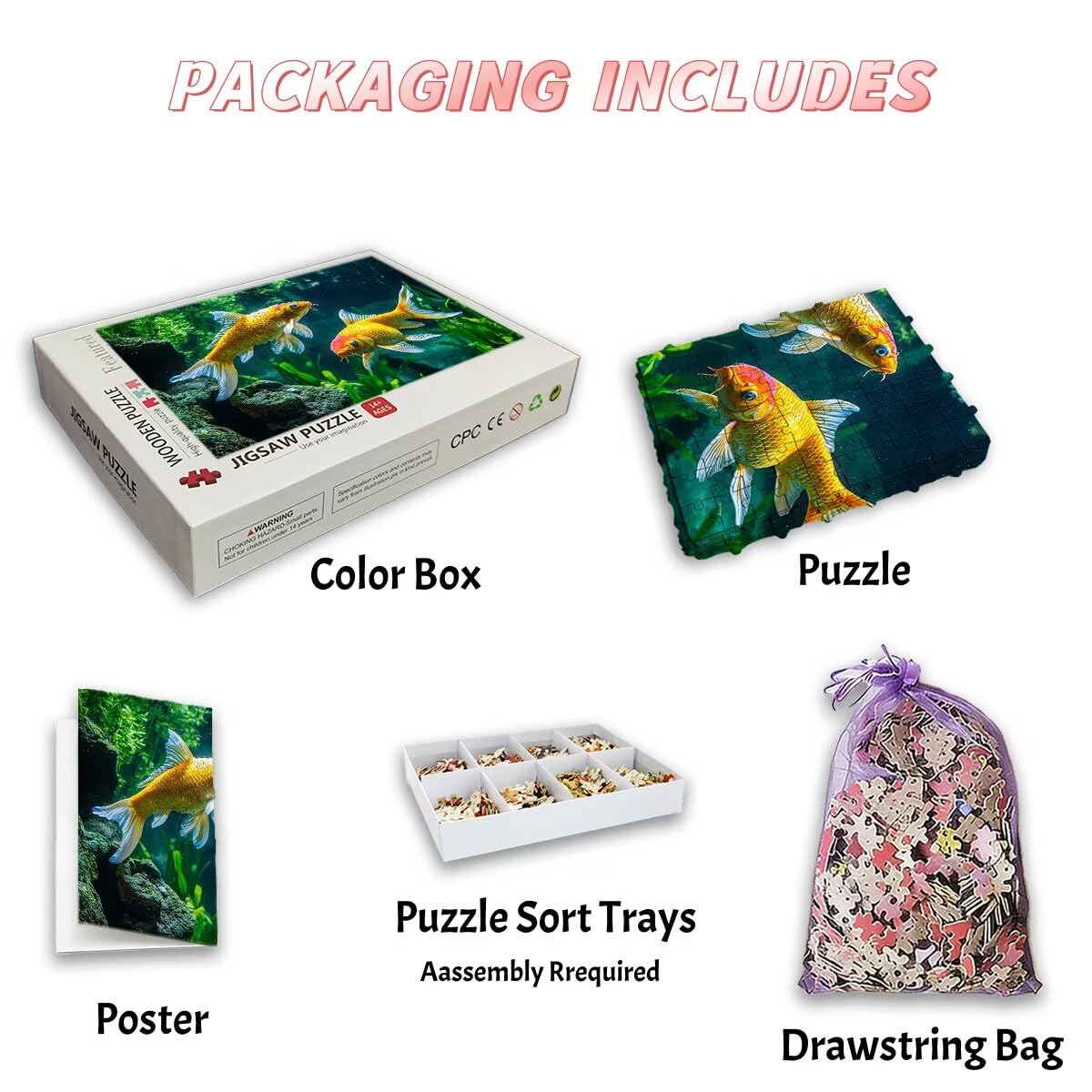 Puzzle 4000 sztuk dla dorosłych zwierzę, puzzle ryba, puzzle 4000 sztuk dla dorosłych, drewniane puzzle z pudełkiem na prezent rozmiar 141 x 87 cm, wyzwanie puzzle dla całej rodziny, prezent dla