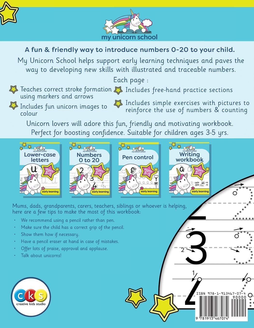 My Unicorn School Numbers 0-20 Age 3-5: Fun unicorn number practice & counting activity book
