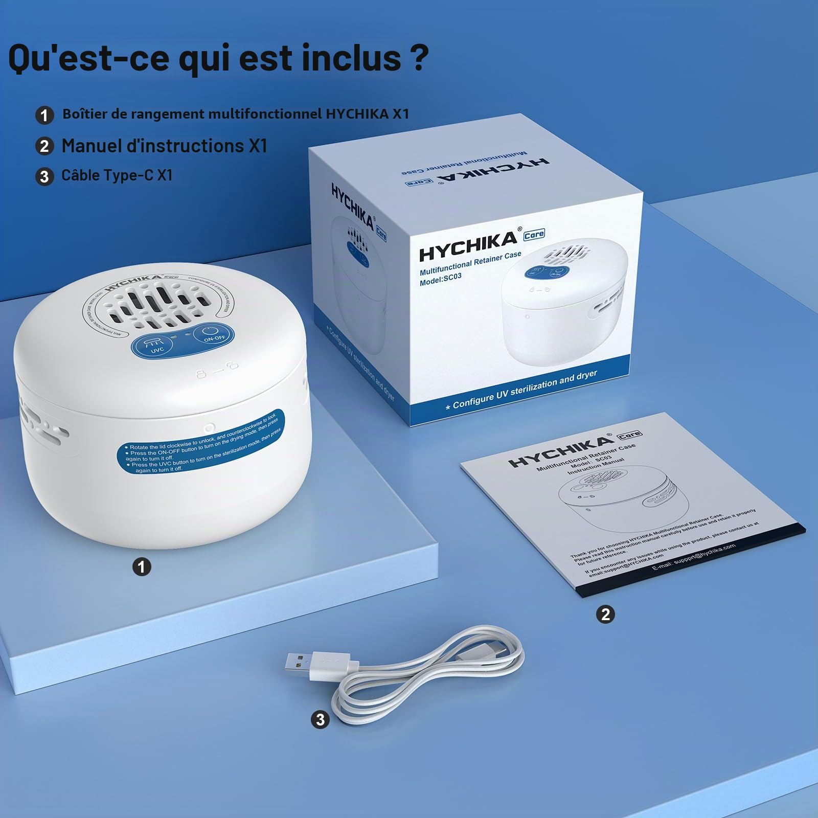 UV Boite Appareil Dentaire avec Séchage à l'air et Stérilisation UV.Compatible avec Appareils de Contention,Prothèses Dentaires et Dentiers.(PAS une machine de nettoyage) Blanc.