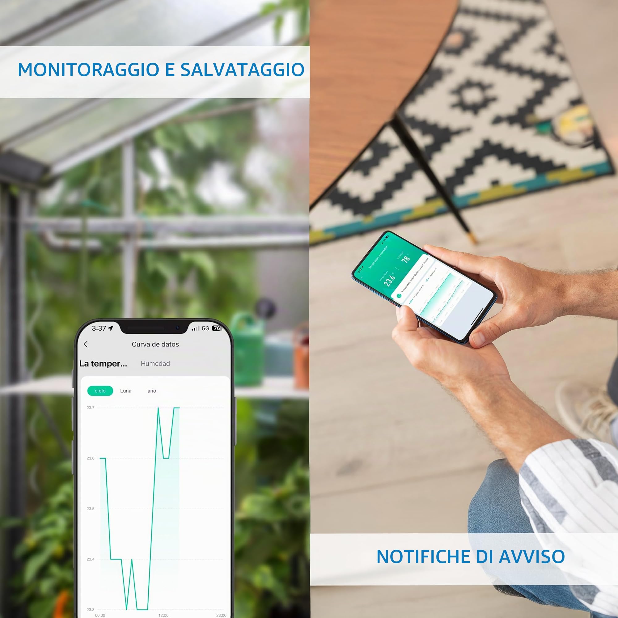 Telecomando universale WiFi IR Nivian con sensore di temperatura e umidità - Telecomando intelligente tramite App Tuya, compatibile con Alexa e Google Home, Home Automation Smart Home