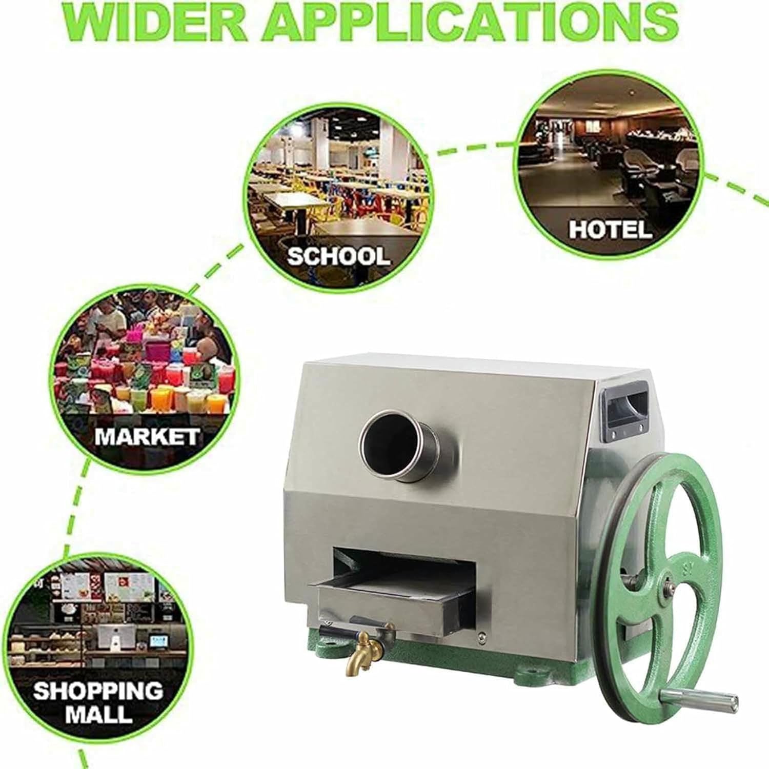 Stainless Steel Sugarcane Juicer Machine Manual Juicer Press for 2” Sugar Cane Inlet 3 Rollers 110LBS Output Capacity~/