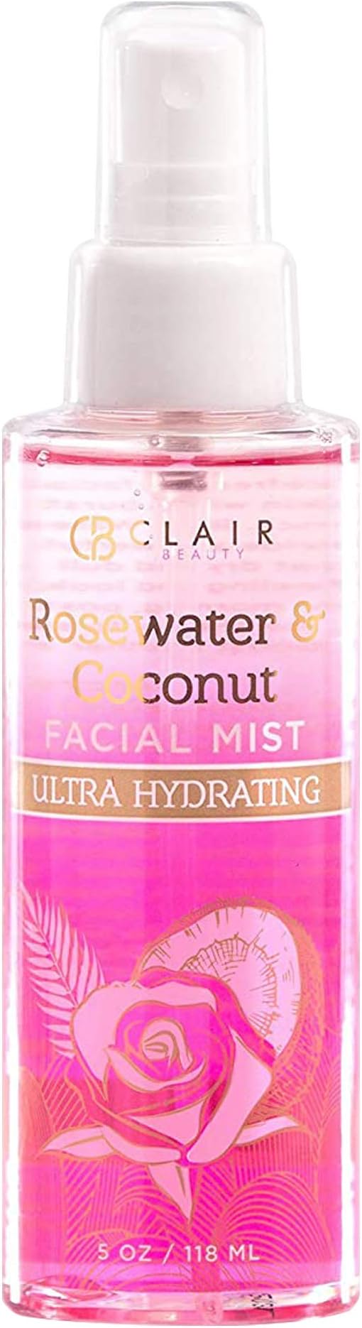 Clear Beauty Rosewater & Coconut Face Mist - Refresh and Soothe Tired & Dry Skin, Instant Moisturing & Hydrating Facial Mist Spray - Cruelty Free Korean Skin Care For All Skin Types
