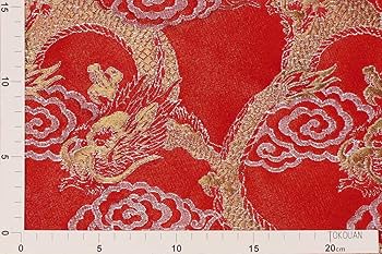 Amazon | 和柄 生地 金襴生地 雲に龍 (赤・金) 50cm単位
