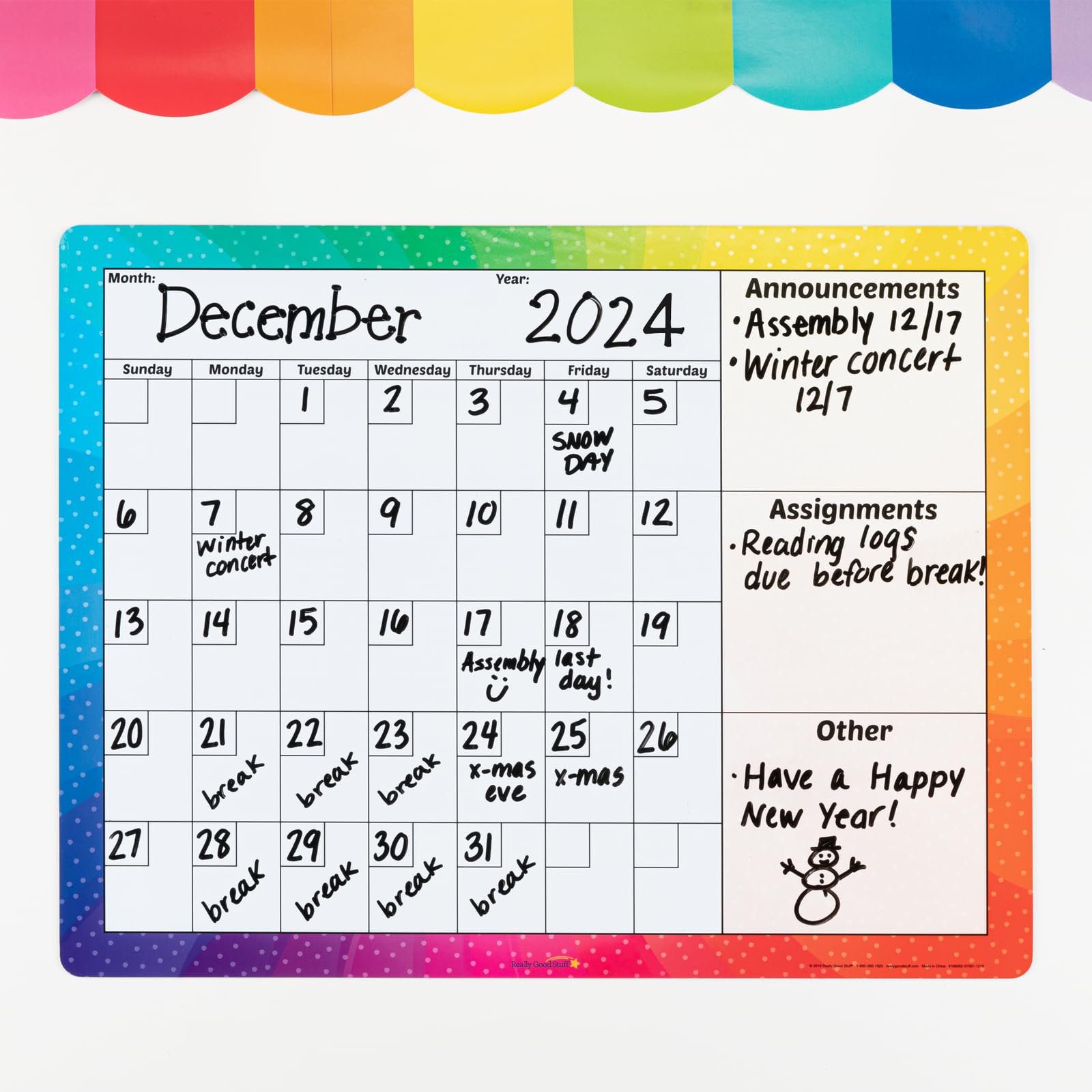 Really Good Stuff Magnetic Dry Erase Calendar - 1 Calendar