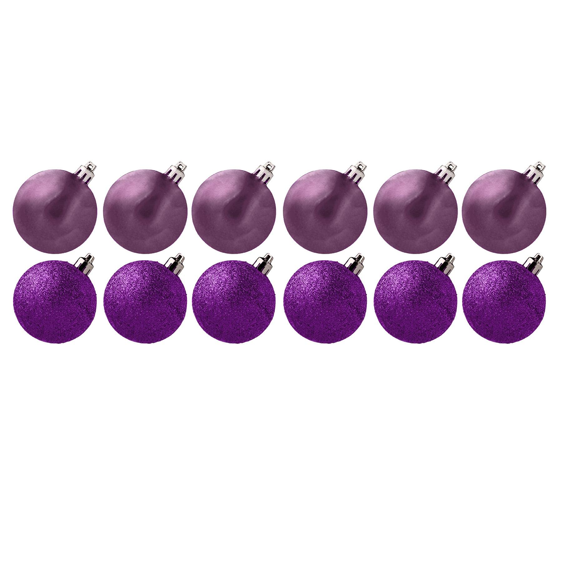 Davies Purple Christmas Decoration 12 Pack 30Mm Glitter / Plain Baubles (Dp)