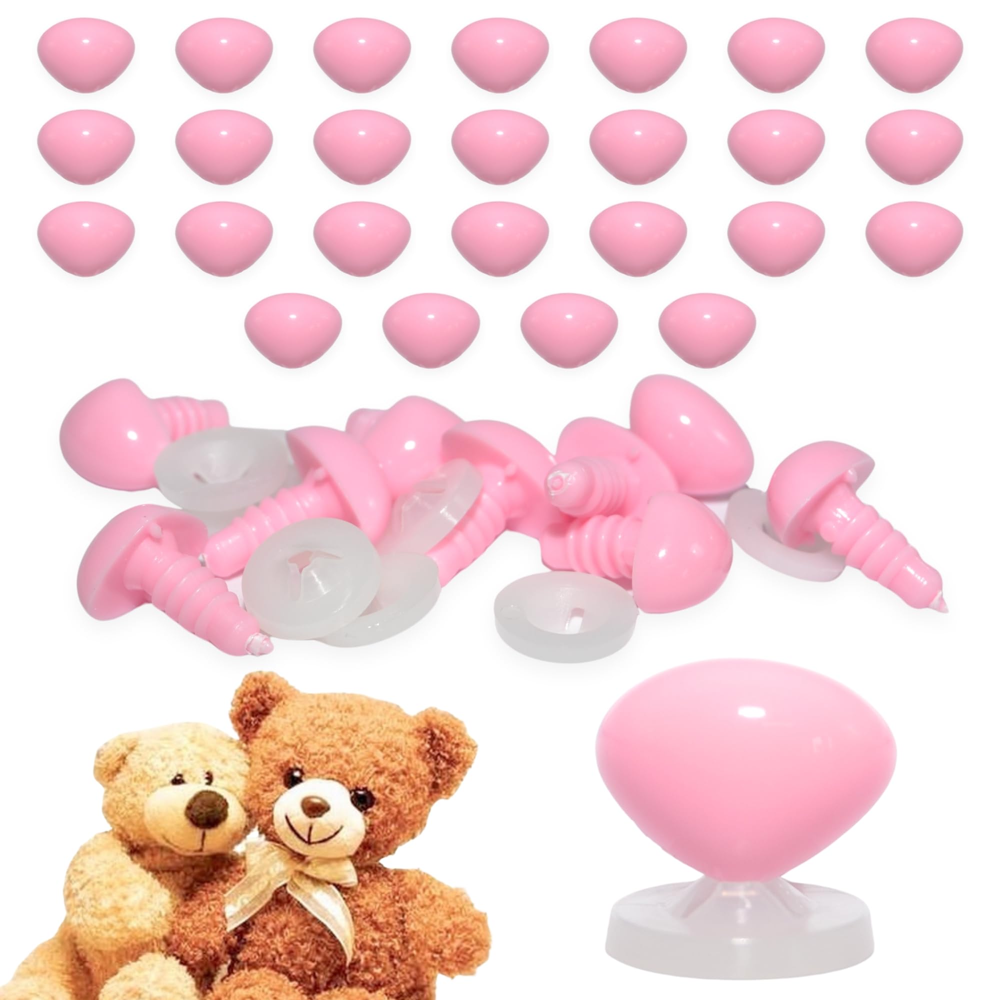 celloexpress 12mm x 9mm Baby Pink Triangle Noses Plastic Backs (Pack 25) — image 1
