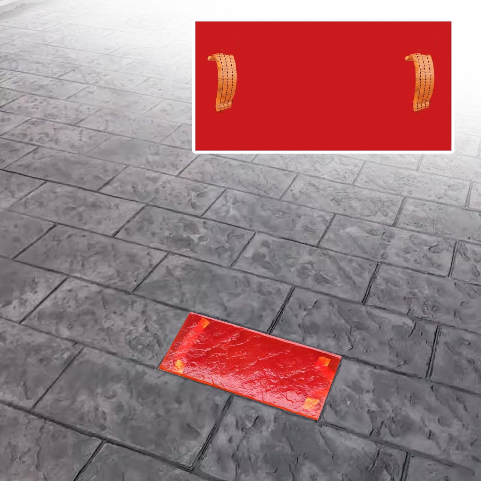 Beton Stempel Matten Betonformen Texturierungsmatten mit Griff, Outdoor -Steinfliesen Dekorative Polyurethanmatte, Flexible Böden Zementdruckform Zum Erstellen von Muster