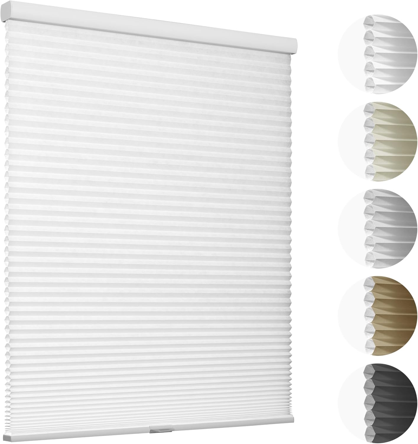 Light Filtering 1.5" Cell Honeycomb Blinds for Windows Cordless Cellular Shades Hidden Mounting Room Darkening for Home, Office, White, 17" W x 48" H