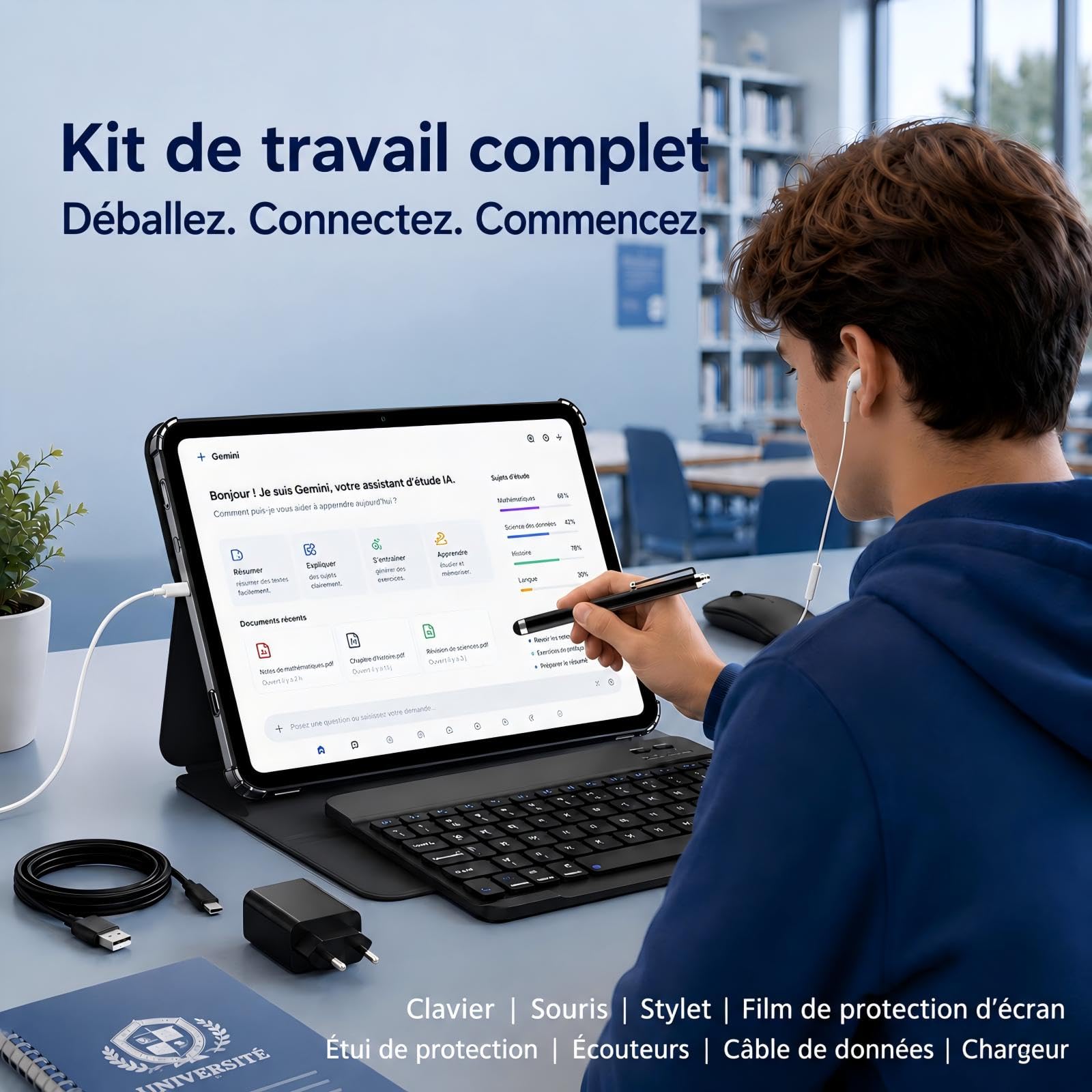 TABWEE 2026 Tablette Améliorée 13,4 Pouces Android 16 avec Clavier | Écran IPS 2K 120 Hz, 24 Go RAM + 256 Go ROM, Processeur Octa-Cœur 2,2 GHz, Batterie 10000 mAh, Stylet et Souris Inclus