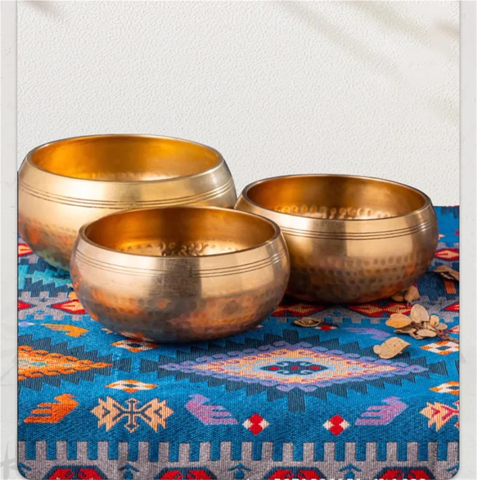 Cuenco para el canto Cuenco tibetano de latón, instrumento meditación yoga sánscrito for sonido, curación artesanal, alivio del estrés, Buda, mindfulness(9.5cm)