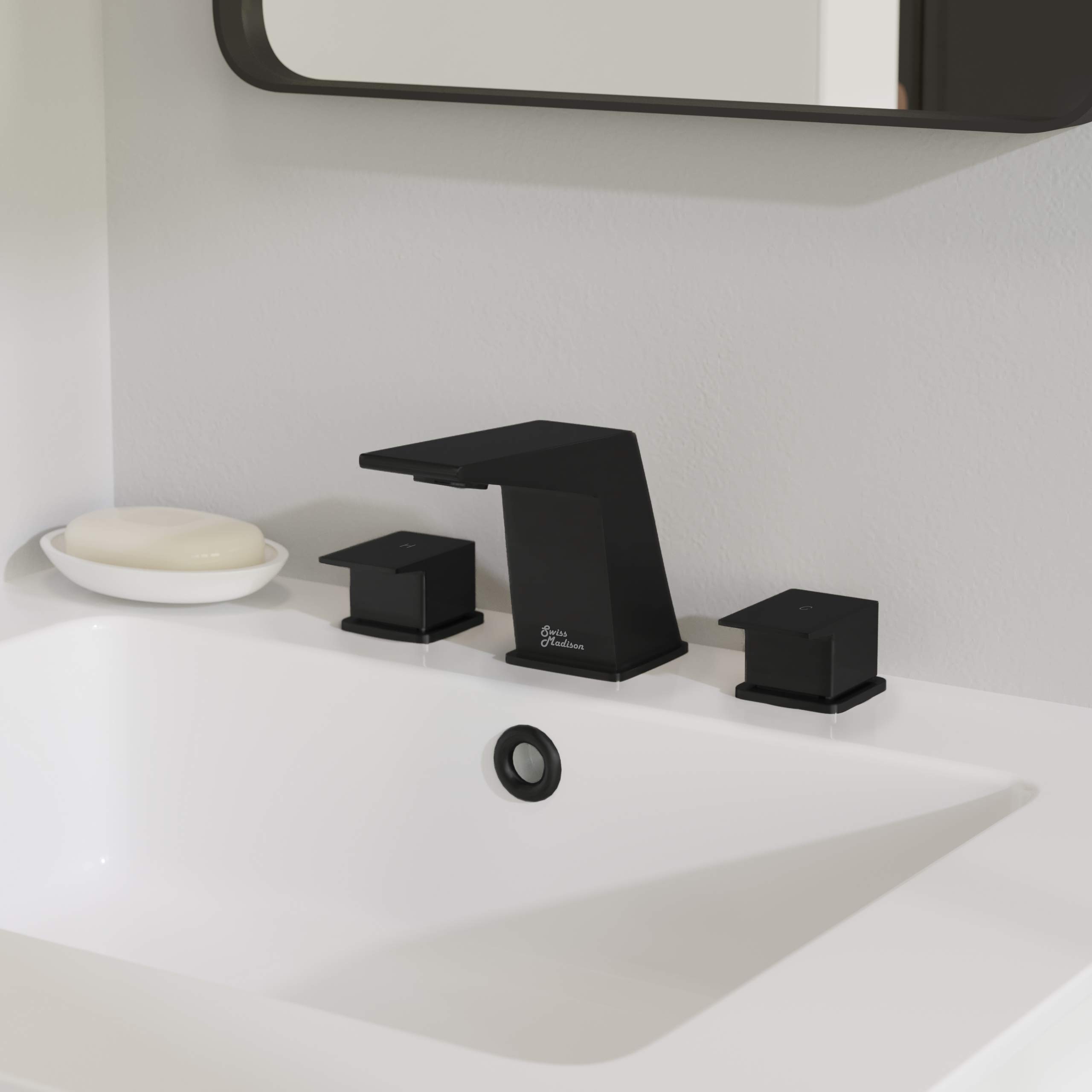 Swiss Madison Well Made ForeverBF32MB Carré Bathroom Faucet, Matte Black