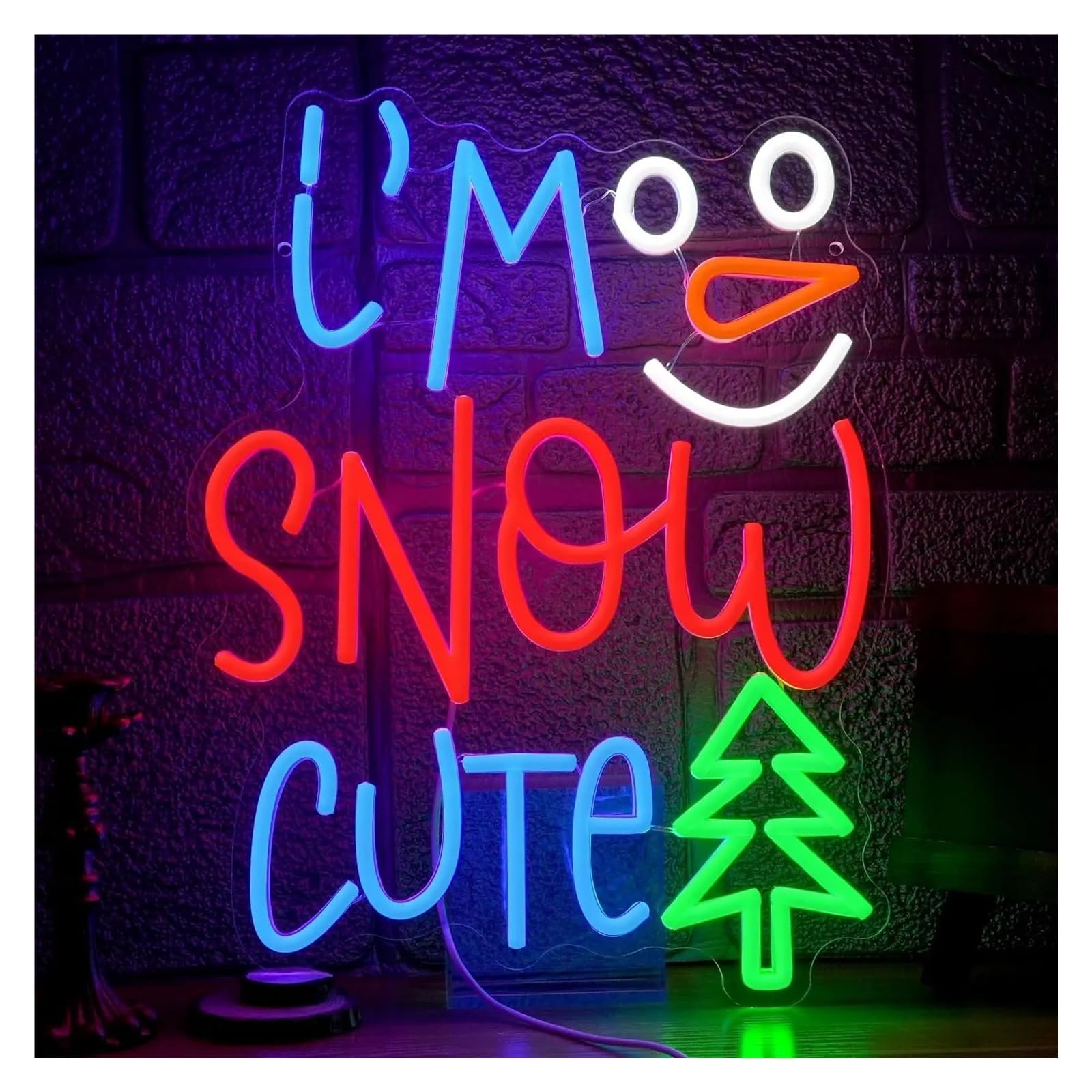 Rongch One Color Hanging Art Signs I'm Snow Cute Neon Sign Wall Art Decoration For Gameroom Bedroom Livingroom Bar Party 40X30cm
