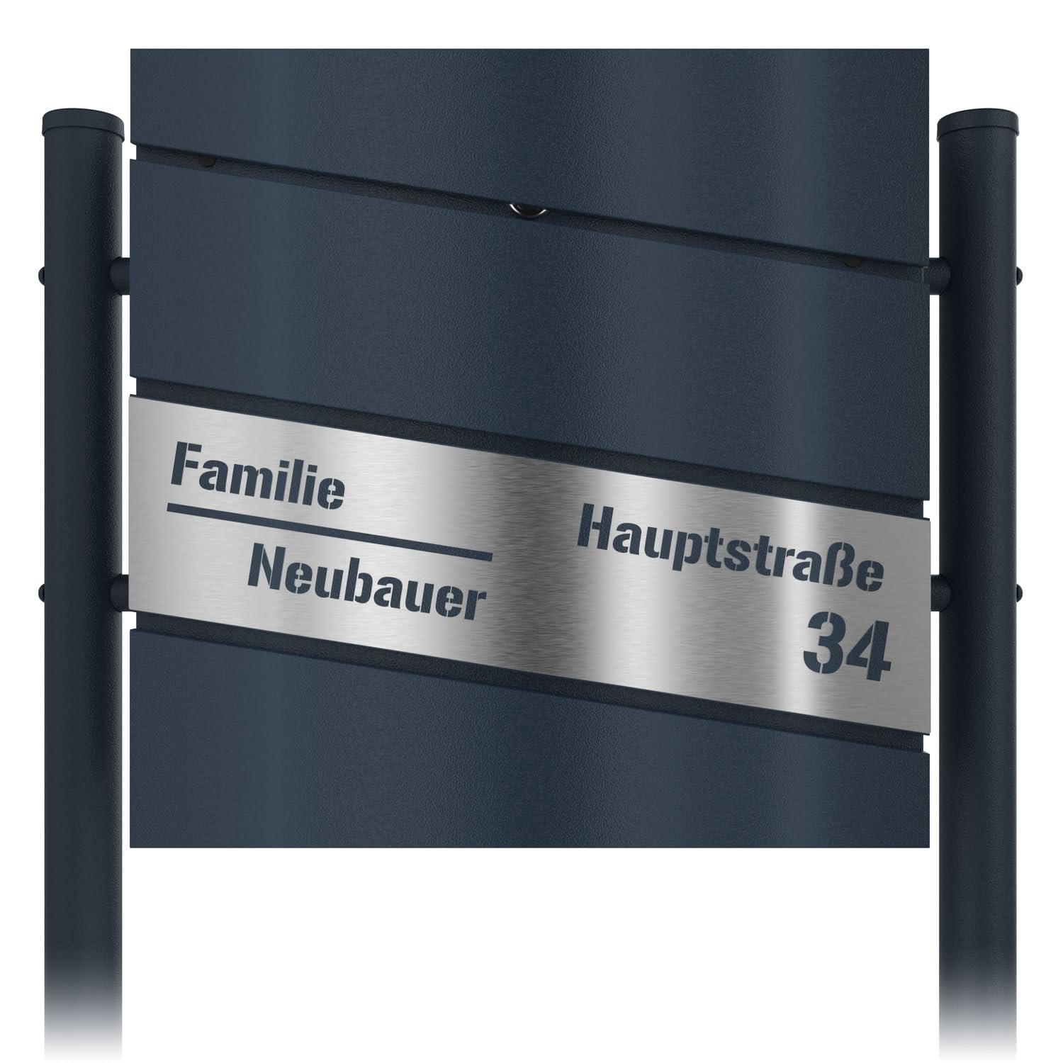 Boîte aux lettres avec pied personnalisable pour numéro de maison en acier inoxydable