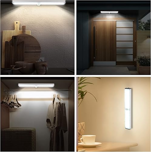Miniatura 3 de BISHKJOK Homelife - Luz LED de armario activada por movimiento, 28 luces LED para debajo del gabinete, luces LED con sensor de movimiento, se pega